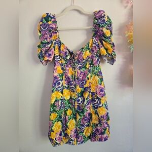 Zara Floral Puff Sleeve Women's Top